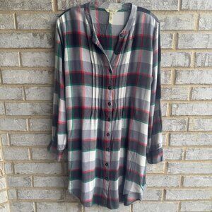 Matilda Jane Coming to town Long Sleeve Plaid Shirt Dress Women's Size L.